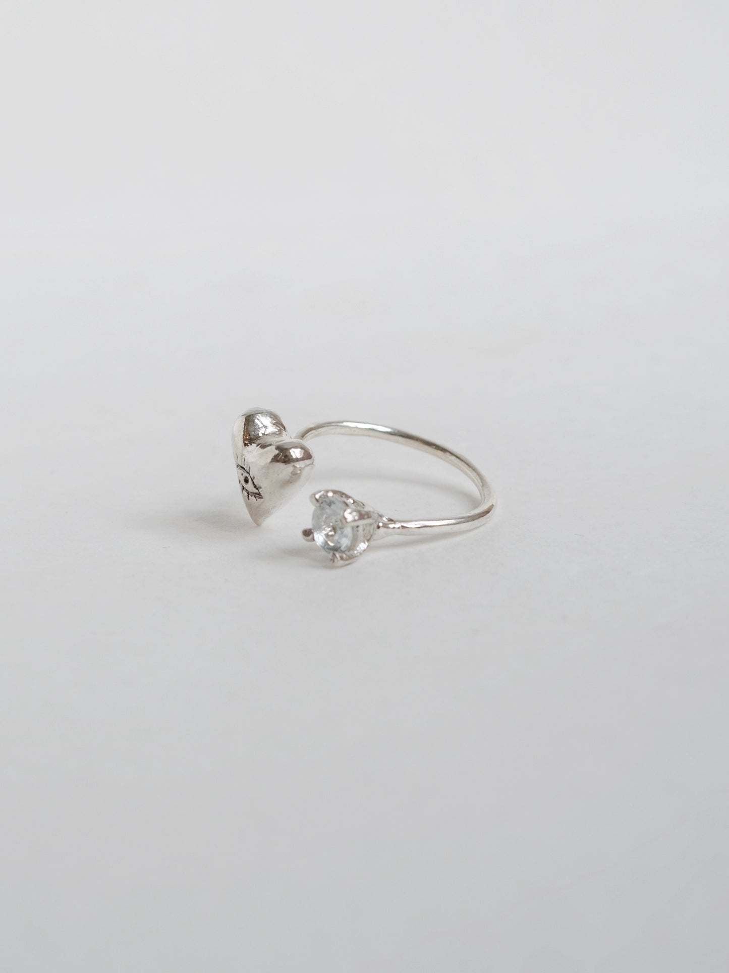 Ring Looking Heart with "Light Topaz"