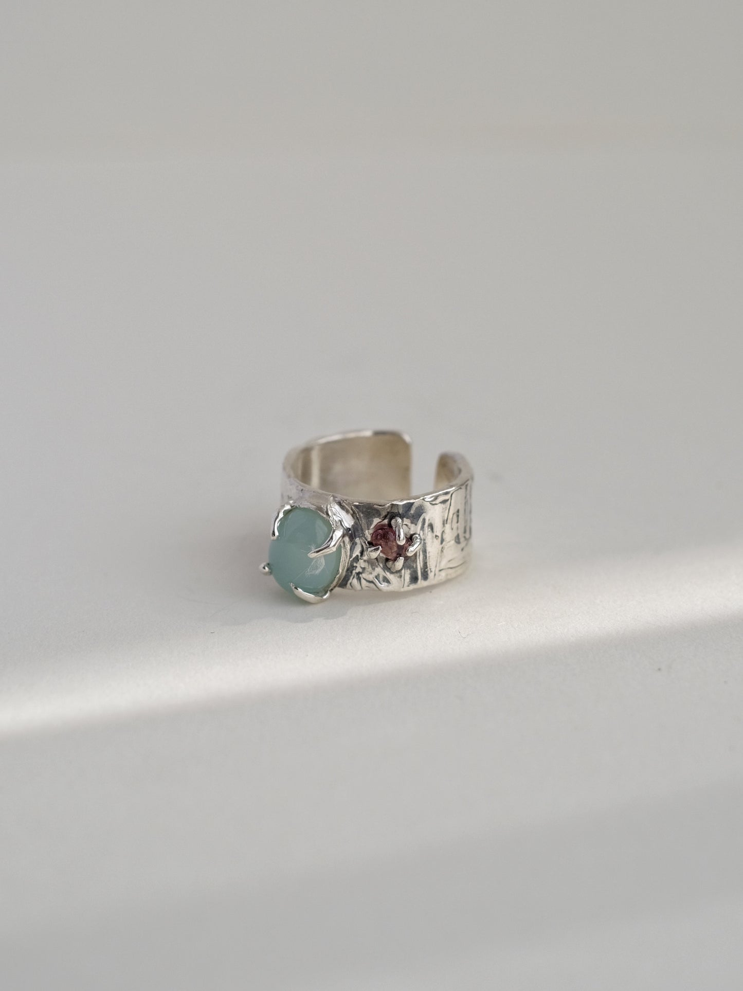 Ring with Chalcedony and Garnet