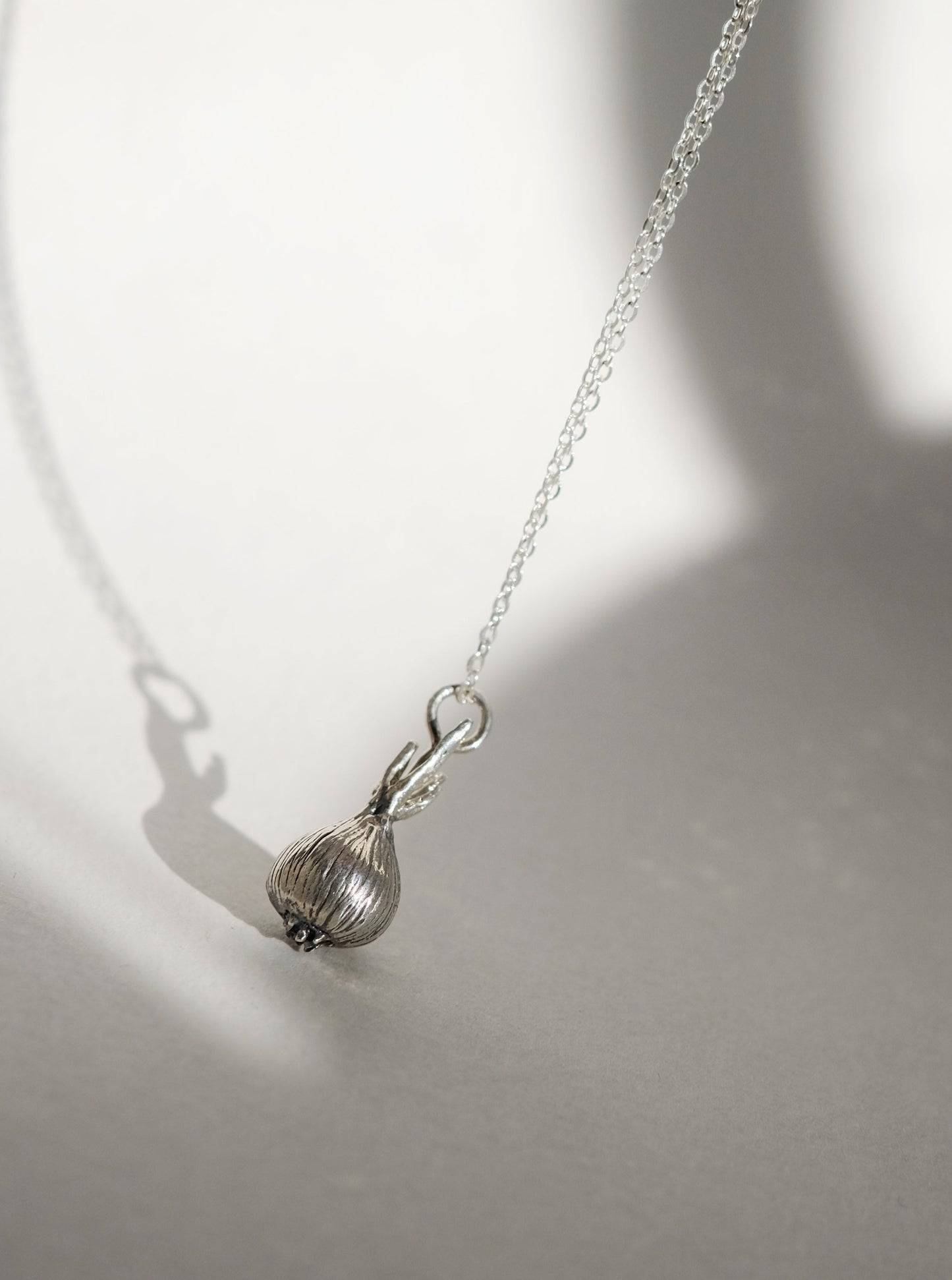 Handmade sterling silver onion pendant Cibulika - 925 vegetable charm