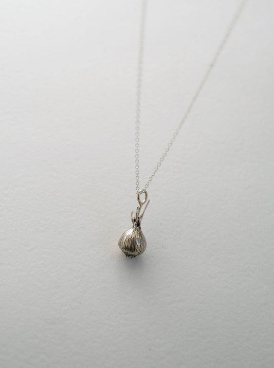 Handmade sterling silver onion pendant Cibulika - 925 vegetable charm