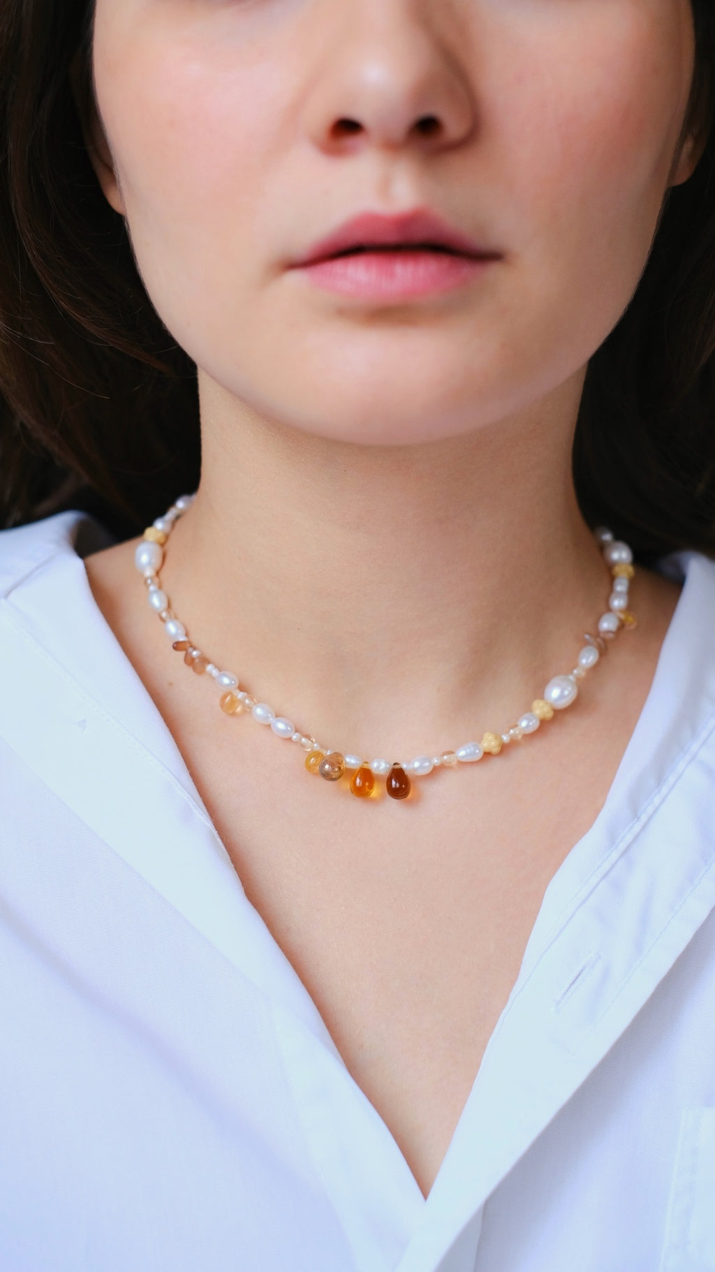 Necklace "Drop of honey"