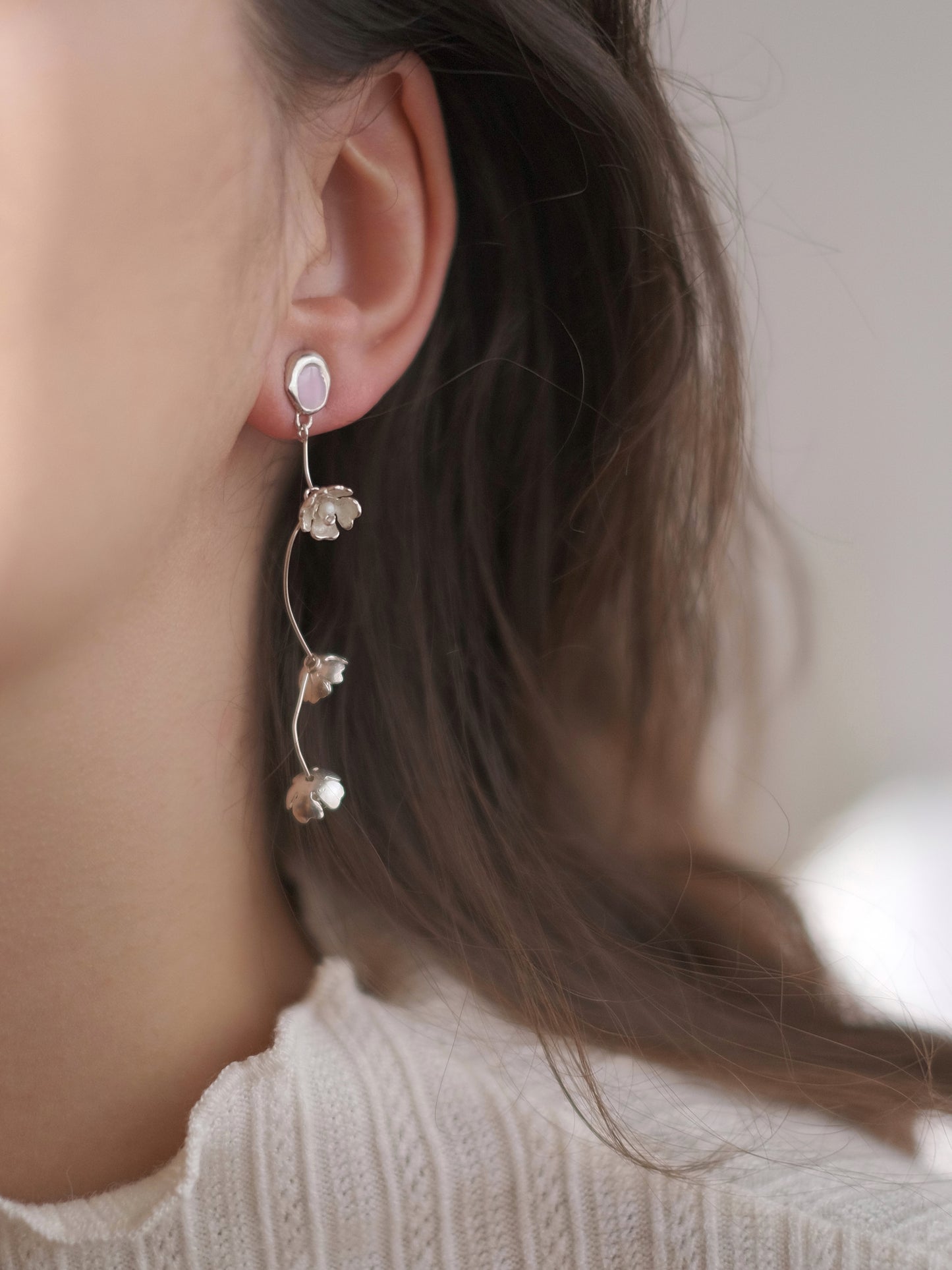 Earrings "Lake with flowers"