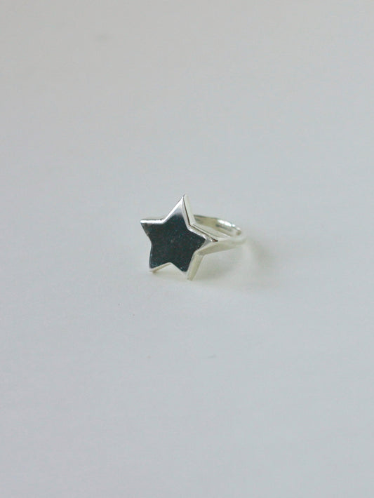 Sterling silver signet ring with star symbol - handmade 925