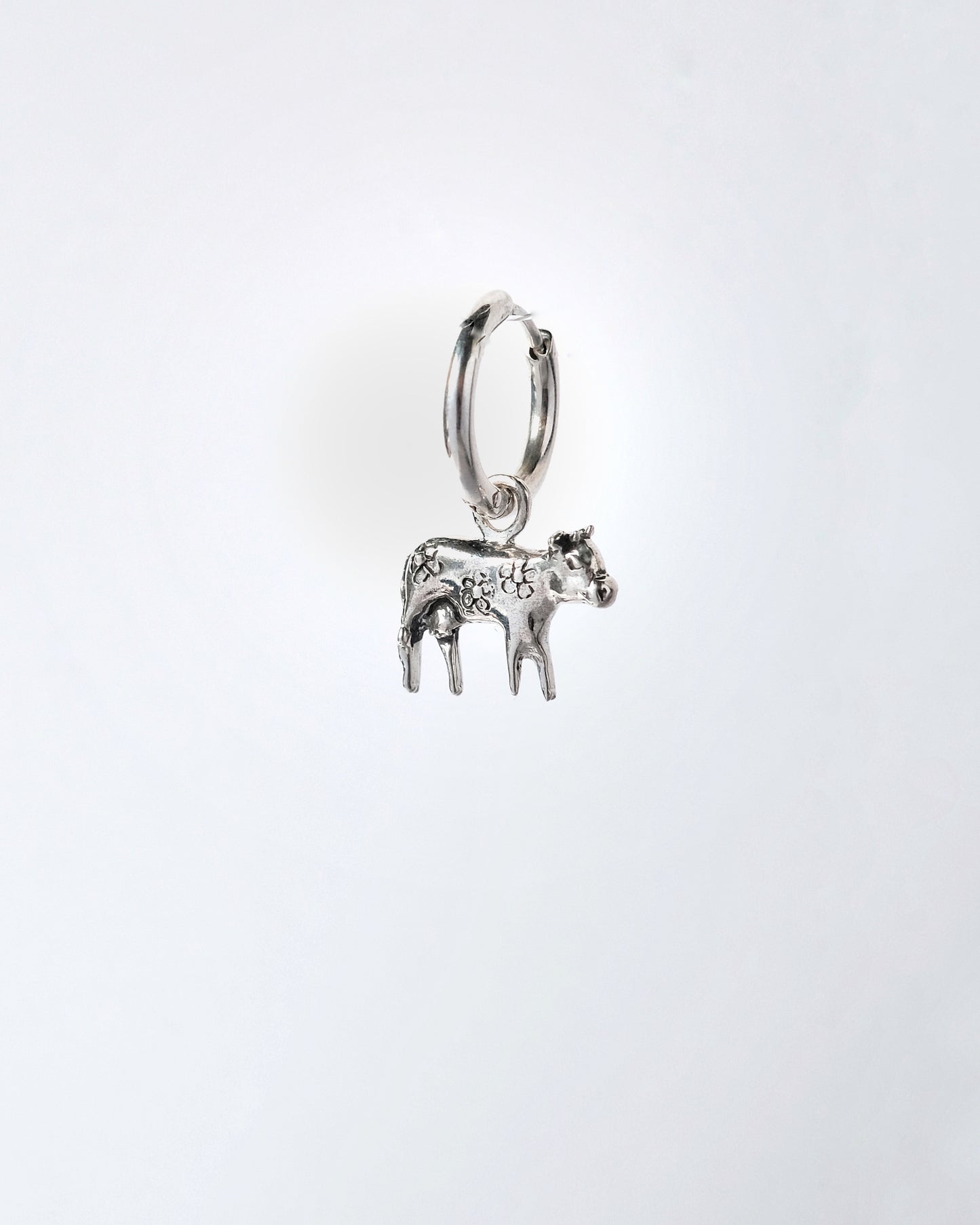"Moo-Moo" - Sterling Silver Cow Earring - Mono or Pair | Handmade 925