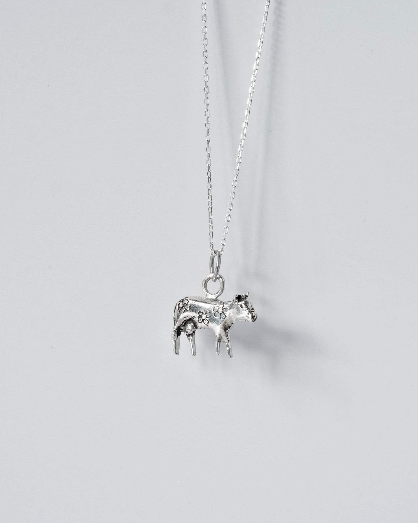 Pendant "Moo-Moo" - Sterling Silver Cow Charm Necklace