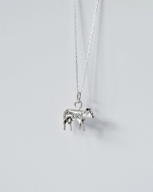 Pendant "Moo-Moo" - Sterling Silver Cow Charm Necklace