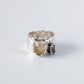 Breiter Ring mit Citrin und Rauchquarz