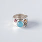 Ring mit blauem Chalcedon und Turmalinen